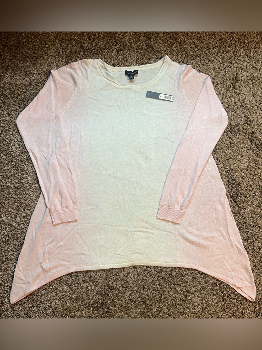 The Limited White and Light Pink Lightweight Long Sleeve Sweater- Medium- NWT